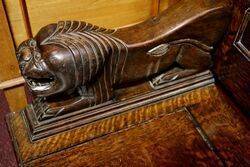 Quality Early C20th Carved Oak Monks Bench