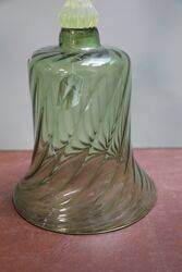 Victorian Swirl Green Glass Bell with Vaseline Handle 