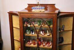 Antique Mahogany Inlaid 3 Door Parlor Cabinet 