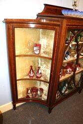 Antique Mahogany Inlaid 3 Door Parlor Cabinet 