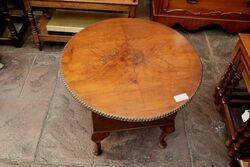 Early C20th Walnut Round Top Sewing Table 