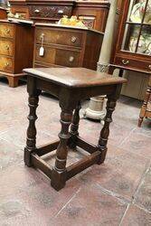 C20th Turned Leg Joint Stool with Stretcher Base 