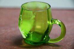 Antique Miniature Green Glass Mary Gregory Cup 