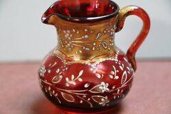 Antique Miniature Mary Gregory Ruby Glass Jug 