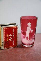 Antique Miniature Mary Gregory Ruby Glass Tumbler 