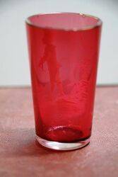 Antique Miniature Mary Gregory Ruby Glass Tumbler 