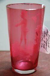 Antique Ruby Glass Mary Gregory Tumbler 