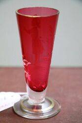 Antique Mary Gregory Ruby Flute Glass 