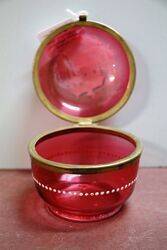 Antique Ruby Glass Mary Gregory House Trinket Bowl 