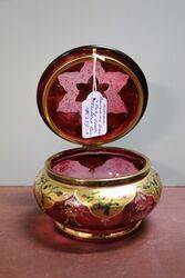 Antique Bohemian Glass Ruby Trinket Bowl 