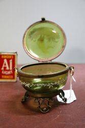 Antique Green Glass Mary Gregory Trinket Bowl 