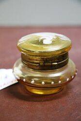 Antique Yellow Glass Mary Gregory Pill Box 