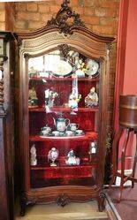 Antique French Carved Walnut Vitrine 