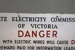 Vintage S E C of Victoria DANGER Enamel Sign 