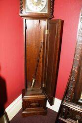 Early C20th English Oak Grandmother Clock 