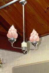 Genuine Art Deco 2 Branch Ceiling Lamp  