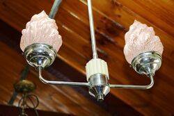 Genuine Art Deco 2 Branch Ceiling Lamp  