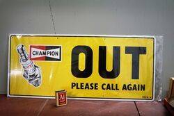 Champion New Old Stock Spark Plug Tin Sign 