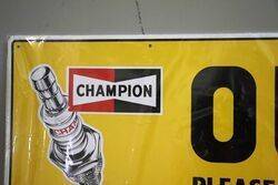 Champion New Old Stock Spark Plug Tin Sign 