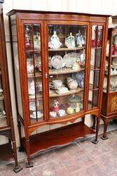 Antique Walnut Bow Front Single Door Display Cabinet 