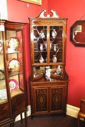 Superb Antique Edwards and Roberts Inlaid Corner Cabinet 