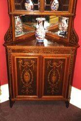 Superb Antique Edwards and Roberts Inlaid Corner Cabinet 