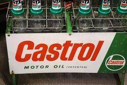 Double Sided Tin Castrol Signs 12 Bottle Rack 