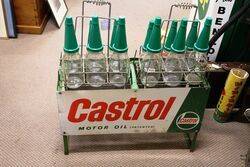 Double Sided Tin Castrol Signs 12 Bottle Rack 