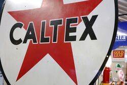 Huge Vintage Caltex Double Sided Enamel Advertising Sign 