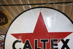 Huge Vintage Caltex Double Sided Enamel Advertising Sign 