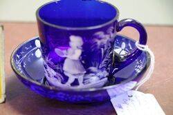 Antique Miniature Mary Gregory Cup and Saucer 