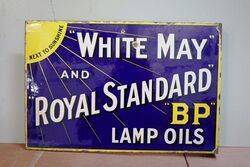White May Royal Standard BP Lamp Oil Double Sided Enamel Sign