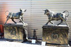 Stunning Pair of Cast Iron Bulls  