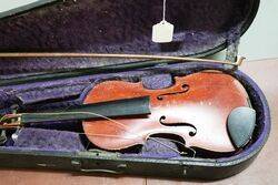 Antique Cased 34 Size Violin and Bow 