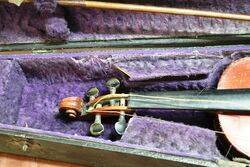 Antique Cased 34 Size Violin and Bow 