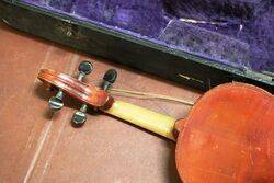 Antique Cased 34 Size Violin and Bow 