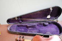 Antique Cased 34 Size Violin and Bow 