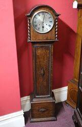 Early 20th Oak Barley Twist Round Face Grandmother Clock 