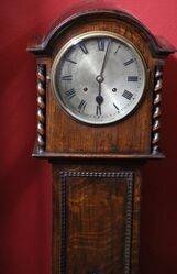 Early 20th Oak Barley Twist Round Face Grandmother Clock 