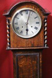 Early 20th Oak Barley Twist Round Face Grandmother Clock 