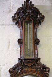 Small Antique Decorative Carved Walnut Barometer 