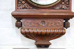 Large Antique Decorative Carved Walnut Aneroid Barometer 