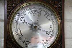 Large Antique Decorative Carved Walnut Aneroid Barometer 