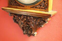 Large Antique Decorative Carved Walnut Aneroid Barometer 