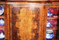 Fine Quality Mid Victorian Burr Walnut Inlaid Credenza 