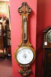  Large Antique Decorative Carved Walnut  Mercury Barometer