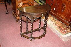 Antique Oak Half Round Gate Leg Hall Table 