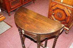 Antique Oak Half Round Gate Leg Hall Table 