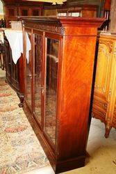 Antique Mahogany 3 Long Door Bookcase 