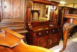 Stunning Antique Walnut Mirror Back Sideboard 